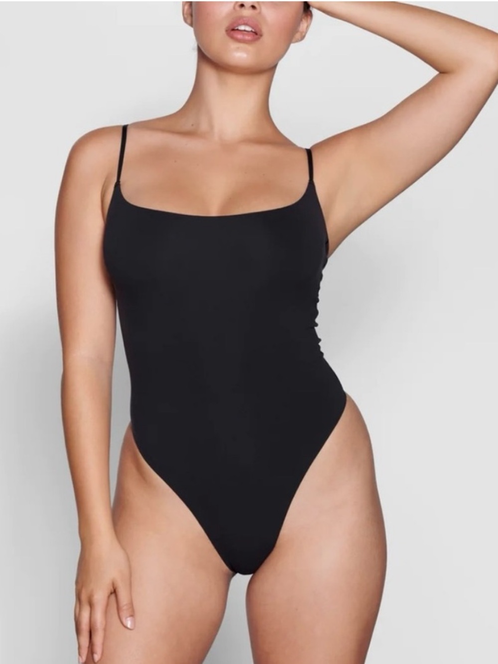 SKIMS Fits Everybody Cami Thong Bodysuit Onyx Black Sz Small